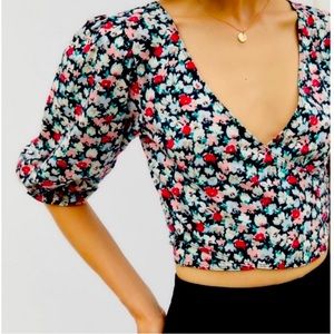 Urban Outfitters Saskia Floral Wrapped Crop top